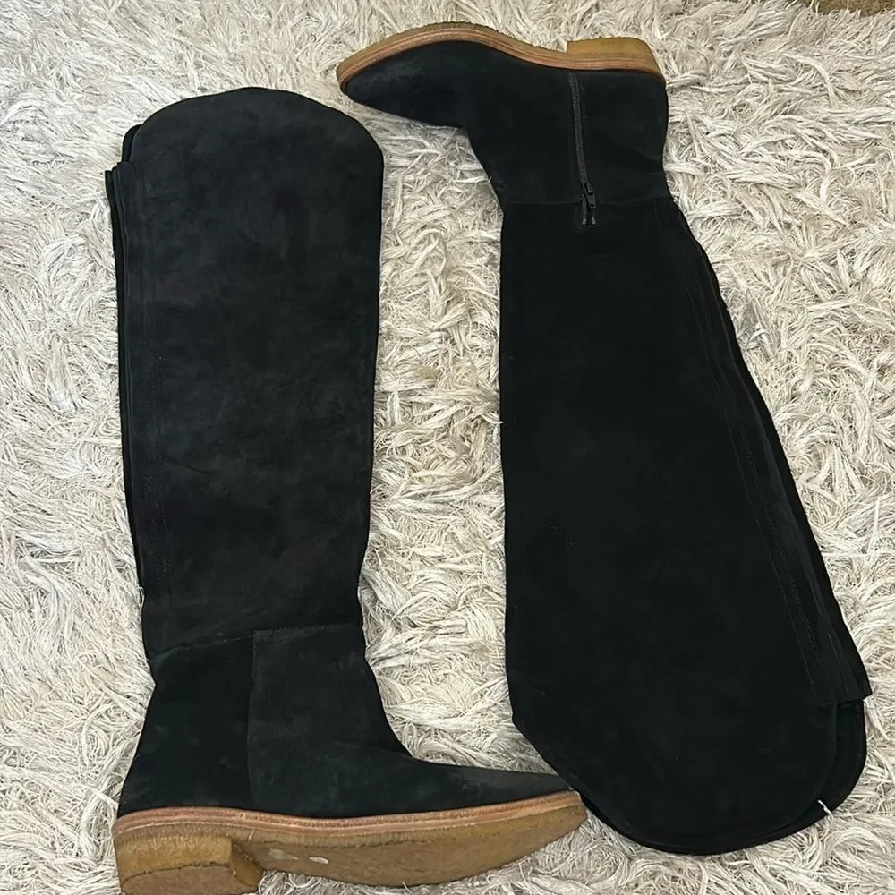 NWOB Free People Banks Suede Slouchy Distressed Over The Knee Boots Sz 36.5/6.5